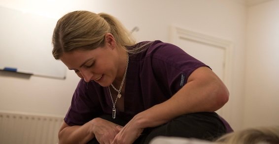 Amy O'Halloran carrying out a hands-on treatment at Silsden Osteopathy