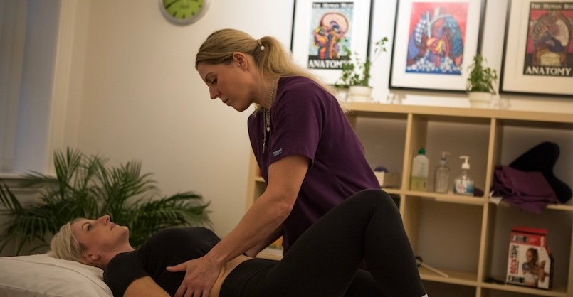 Amy O'Halloran treating a patient at Silsden Osteopathy